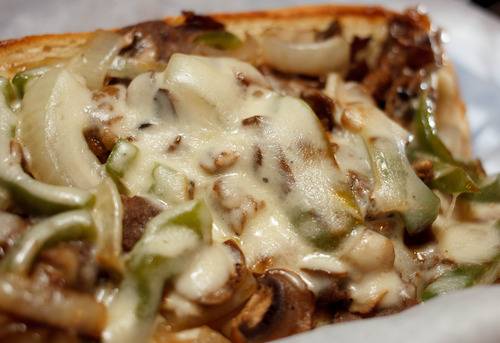 Trent Nelson  |  The Salt Lake Tribune
The Philly Cheesesteak sandwich at Spedelli's, a Salt Lake City Pizza Parlor and bar, Wednesday April 10, 2013.