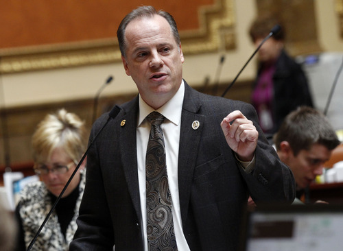 Al Hartmann  |  The Salt Lake Tribune
Rep. Brian Greene, R-Pleasant Grove, sponsored HB114 to elevate Utah gun laws over federal laws. The bill failed but Greene is planning on reviving it next session and also working to restore gun rights of felons whose crimes did not involve firearms.