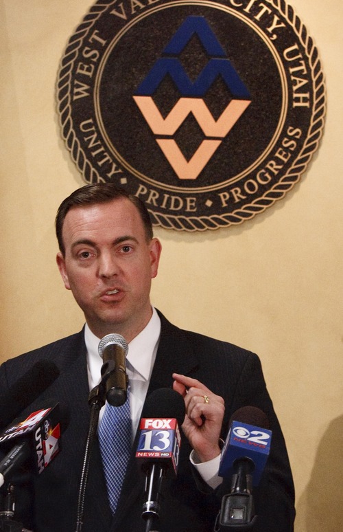 Leah Hogsten  |  The Salt Lake Tribune
West Valley City Mayor Mike Winder said at an April 23 news conference that the city must root out "any and all impropriety" and establish stronger independent oversight to get its troubled police department back on track.
