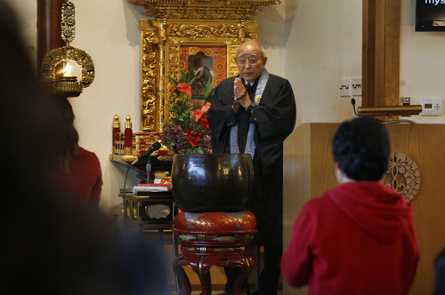Scott Sommerdorf   |  The Salt Lake Tribune
Salt Lake Buddhist Temple during services, Sunday, April 21, 2013.