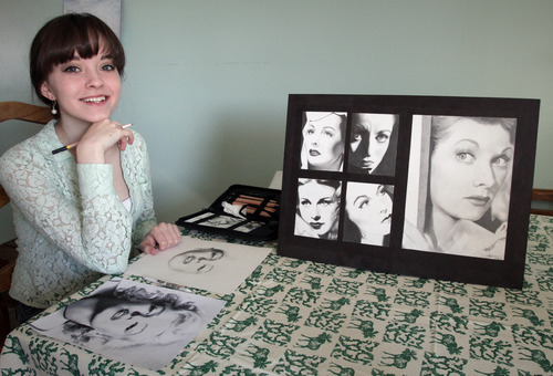 Rick Egan  | The Salt Lake Tribune
Shayla Thompson with some of her recent drawings.