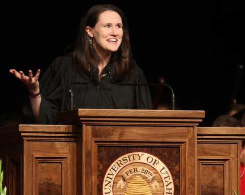 Rick Egan  | The Salt Lake Tribune 

Elizabeth "Liz" Murray gives the Commencement address at the University of Utah Graduation, at the Huntsman Center, Thursday, May 2, 2013.
