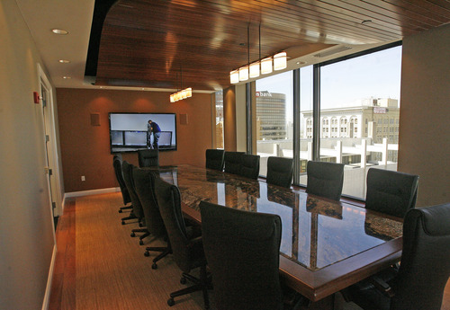Rick Egan  | The Salt Lake Tribune 

The ninth floor board room of the International Academy of Emergency Dispatch building, Friday, May 3, 2013. The IAED purchased the former Deseret News building from the LDS Church in June, 2012.