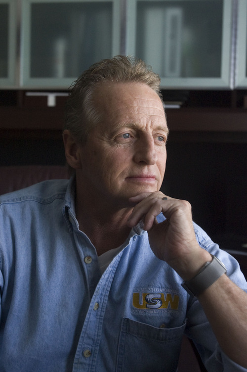 Kim Raff  |  The Salt Lake Tribune
Wayne Holland is the primary spokesman for the 1,800 unionized workers at Kennecott, whose jobs are threatened by the collapse of a pit wall at Bingham Canyon Mine on April 10. He is photographed at his home in Murray on May 3, 2013.