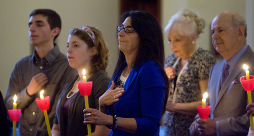Kim Raff  |  The Salt Lake Tribune
Parishioners attend the Agape Vespers service, which culminates the end of Holy Week festivities for the Orthodox Christian faith, at the Holy Trinity Cathedral in Salt Lake City on May 5, 2013. They hold candles throughout the service that represent the light of Christ.