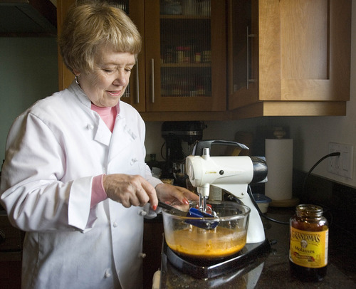 Paul Fraughton  |  The Salt Lake Tribune
Using the mixer her mother used, Joan Ogden makes molasses bars.