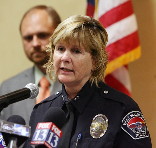 Steve Griffin | The Salt Lake Tribune
Acting police chief, Anita Schwemmer, announces that West Valley City Police Department is requesting an independent investigation by the FBI during a press conference at police headquarters in West Valley City, Utah on Wednesday April 3, 2013. The investigation will look into corruption within the department's narcotics unit and a possible cover-up involving the Danielle Willard officer-involved shooting.