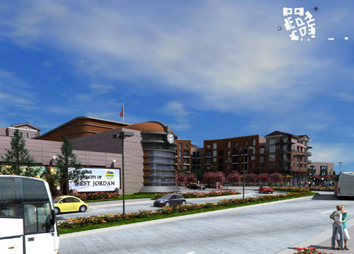 Courtesy | Utah Transit Authority
An artist's rendering shows what the Jordan Valley TRAX station and parking garage will look like once planned development is completed there.