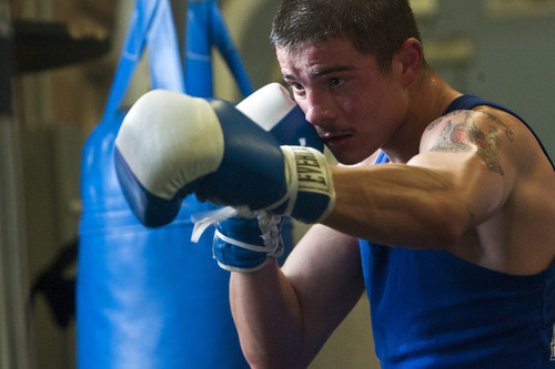 Chris Detrick  |  The Salt Lake Tribune
Larry Gomez, 20, trains at K.O. Boxing Gym Tuesday May 7, 2013. Gomez will be competing in the National Golden Gloves boxing tournament.