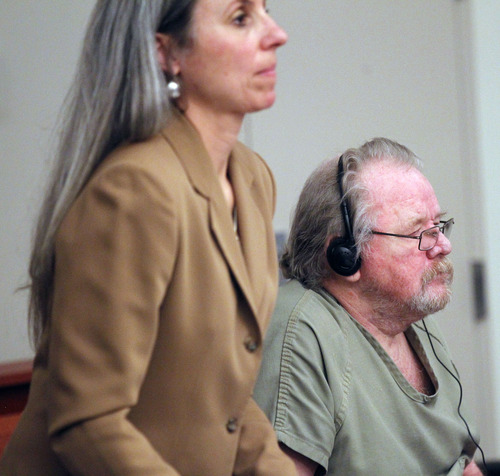 Al Hartmann  |  The Salt Lake Tribune
Defense attorney McCaye Christensen represents Dennis Lambdin in a sentencing hearing Monday May 13. Lambdin was convicted of first-degree felony murder in the 2009 slaying of his wife, Touch Lambdin, at their Cottonwood Heights home.