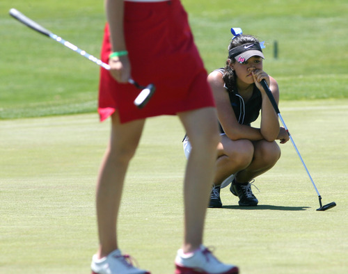 Steve Griffin | The Salt Lake Tribune


Bingham's Sirene Blair tries to find the right line as she lines up a birdie putt on the tenth hole during the 5A girl's golf championships at Glen Eagle Golf Course  in Syracuse, Utah Monday May 13, 2013.