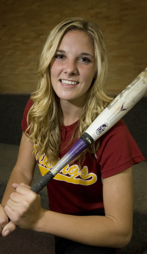 Paul Fraughton  |   Salt Lake Tribune
 Viewmont High School  slugger Caitlyn Larsen who will play softball for BYU next year.                        
 Wednesday, May 8, 2013
