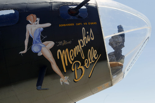 Al Hartmann  |  The Salt Lake Tribune
Art work on the cockpit of the B-17 Flying Fortress Memphis Belle at Airport 2 in West Jordan Monday May 13.