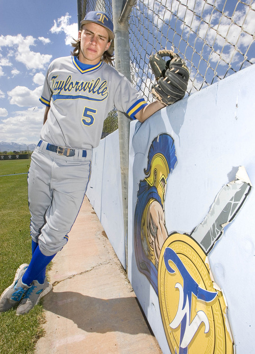 Paul Fraughton  |   Salt Lake Tribune
  Taylorsville High School's Kyle Hoffman  who is undefeated as a pitcher and has been a key batter for his team.                         
 Monday, May 13, 2013
