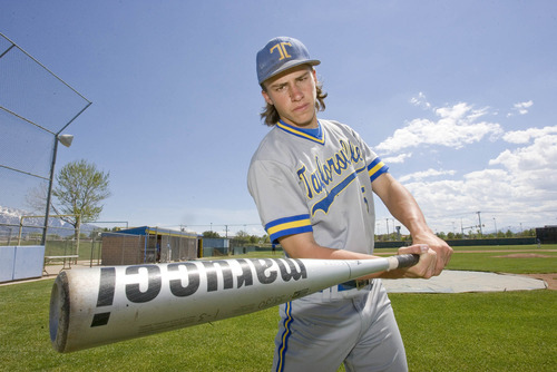 Paul Fraughton  |   Salt Lake Tribune
  Taylorsville High School's Kyle Hoffman  who is undefeated as a pitcher and has been a key batter for his team.                         
 Monday, May 13, 2013