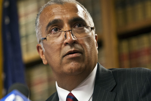 Chris Detrick  |  Tribune file photo
Salt Lake County District Attorney Sim Gill speaks during a press conference at Office of the Salt Lake County District Attorney in July.