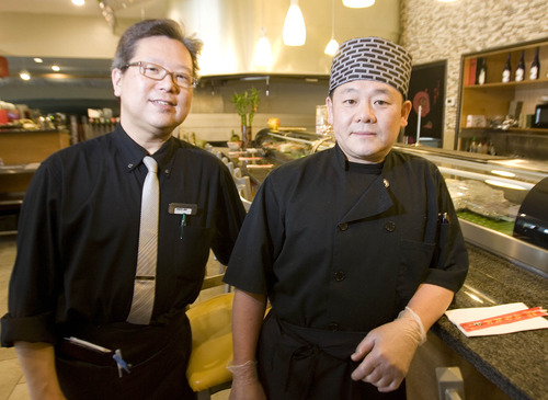 Paul Fraughton  |  The Salt Lake Tribune
Tony Ho and Tony Lei operate Tonys' Grill and Sushi Bar on Layton's Main Street.
