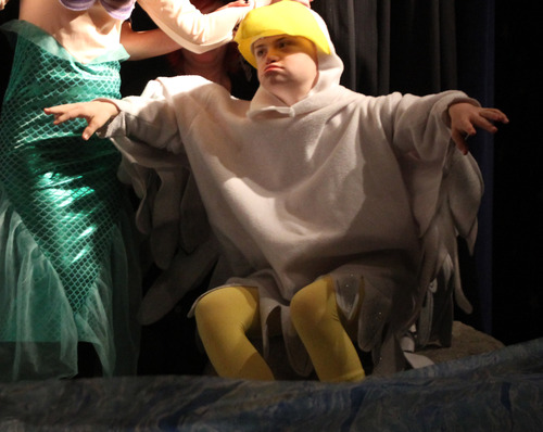 Rick Egan  | The Salt Lake Tribune 

Wyatt Bokovoy as Scuttle, in the Jordan Valley School, production of "The Little Mermaid" Thursday, January 25, 2013.