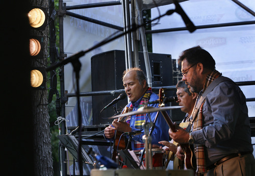 Scott Sommerdorf   |  The Salt Lake Tribune
The band "Ayllupura" plays Andean Music at the Living Traditions festival near the City and County building in downtown Salt Lake City, Friday, May 17, 2013.
