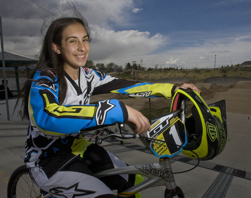 Paul Fraughton  |  The Salt Lake Tribune
Sophia Foresta is the #1 national amateur girl BMX rider. She rides at Rad Canyon BMX Park in South Jordan.