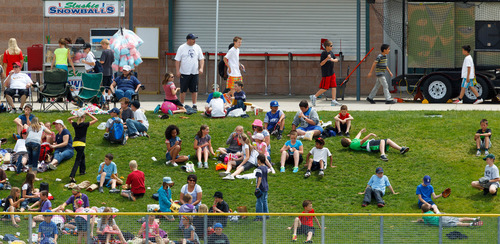 Trent Nelson  |  The Salt Lake Tribune
Schoolchildren watch as the Salt Lake Bees take on the Memphis Redbirds, AAA baseball in Salt Lake City Tuesday May 21, 2013.