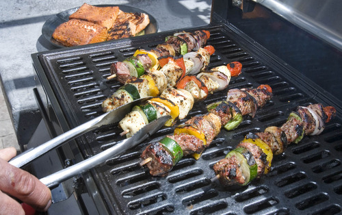 Paul Fraughton  |  The Salt Lake Tribune
Kebobs on the grill.