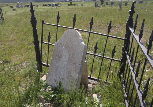 Paul Fraughton  |  The Salt Lake Tribune
A headstone in the Bingham Cemetery.  Thursday, May 9, 2013
