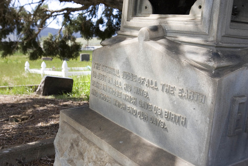 Paul Fraughton  |  The Salt Lake Tribune
Poetic verse on one of the old headstones in the historic Bingham Cemetery.                         
 Thursday, May 9, 2013