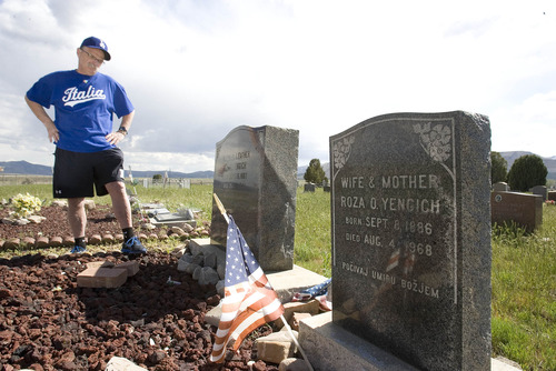 Paul Fraughton  |  The Salt Lake Tribune
Attorney Ron Yengich stands in front of the graves of his grandparents buried in the Bingham Cemetery.
