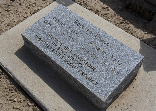Paul Fraughton  |  The Salt Lake Tribune
A new marker placed on a grave at the Bingham Cemetery by a Boy Scout as his Eagle Scout project.  Thursday, May 9, 2013
