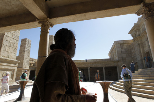Al Hartmann  |  The Salt Lake Tribune
Holy of Holies plaza on the "Old Jerusalem" movie set near Elberta, Utah Wednesday May 22. The Church of Jesus Christ of Latter-day Saints is in the last few days of filming for the New Testament video library project (Bible Videos).