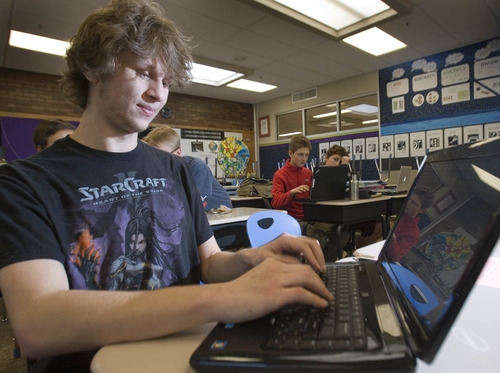 Paul Fraughton  |   Salt Lake Tribune
   Christian Seipp works on his computer at an after school computer programming class that he teaches to other students at The Salt Lake Center for Science Education.                        
 Tuesday, April 30, 2013