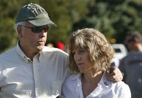 Scott Sommerdorf   |  The Salt Lake Tribune
Utah soldier Spc. Cody Towse's parents, Jim and Jamie Towse after the Memorial Day ceremony, at the Salem City Cemetery, Monday May 27, 2013.
