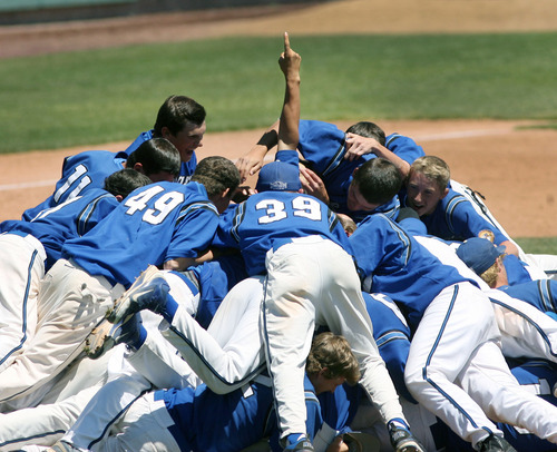 Steve Griffin | The Salt Lake Tribune


Bingham players pile on top of each other as they defeat Layton for the 5A baseball championship at UVU in Orem, Utah Friday May 24, 2013.