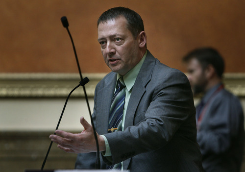 Scott Sommerdorf   |  The Salt Lake Tribune
Rep. Paul Ray, R-Clearfield, speaks about his bill HB268 - Disorderly Conduct Amendments - in the Utah House of Representatives, Thursday, February 28, 2013.