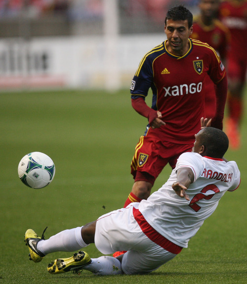 Steve Griffin | The Salt Lake Tribune


Real's Javier Morales chips the ball over a sliding Mike Randolph of Atlanta during the Real Salt Lake versus Atlanta soccer game at Rio Tinto Stadium in Sandy, Utah Tuesday May 28, 2013.