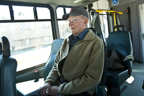 Chris Detrick  |  The Salt Lake Tribune
George Hawley, 93, rides the Richfield Senior Center bus Wednesday April 10, 2013.