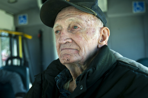 Chris Detrick  |  The Salt Lake Tribune
Frank Wickham, 96, rides the Richfield Senior Center bus Wednesday April 10, 2013.