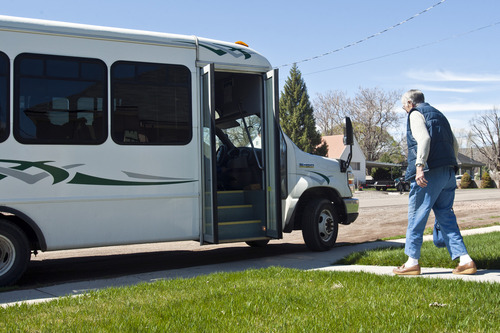 Chris Detrick  |  The Salt Lake Tribune
Maxine Lorensen, 91, gets onto the Richfield Senior Center bus Wednesday April 10, 2013.