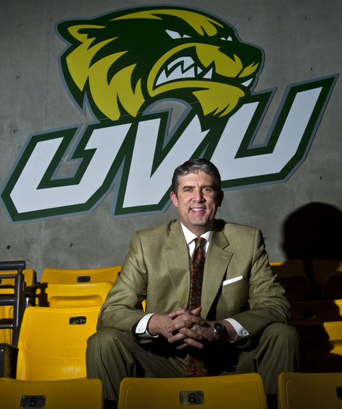 Chris Detrick  |  The Salt Lake Tribune
President Matthew S. Holland poses for a portrait inside of  the UCCU Center at Utah Valley University Friday May 24, 2013.