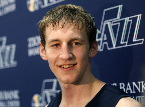 Al Hartmann  |  The Salt Lake Tribune
Cody Zeller from Indiana speaks to media after working out for the Jazz coaching staff Monday June 3.
