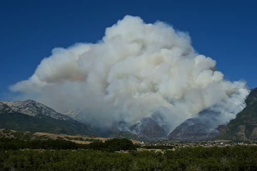 Chris Detrick  |  Tribune file photo
The Quail Fire burns above Alpine in July 2012. Authorities have determined a track hoe sparked the fire, which cost about $1.3 million to suppress, but declined to prosecute those responsible.