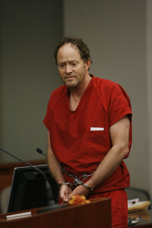 Francisco Kjolseth  |  The Salt Lake Tribune
John Brickman Wall, the ex-husband of a woman found dead in her Sugar House-area home in September 2011, appears at the Matheson Court House April 30, 2013, for an initial court appearance. The 49-year-old Salt Lake City pediatrician is charged in 3rd District Court with first-degree felony counts of murder and aggravated burglary for the death of 49-year-old Uta Von Schwedler.