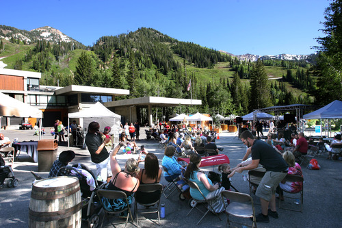 Rick Egan  | The Salt Lake Tribune 

Hundreds gather at the Snowbird Center to listen to The band "the Bastard Redheads" at the Father's Day BBQ  and Brewfest at Snowbird, Sunday, June 16, 2013.