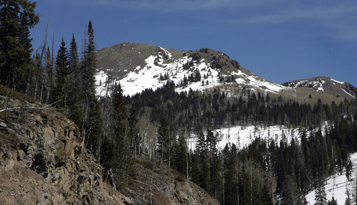 Mount Holly at almost 12,000 feet looms over the Mount Holly Club, (former Elk Meadows ski resort).  The scenery is stunning even with a lack of snow this year.    Salt Lake Tribune staff photo   3/15/07