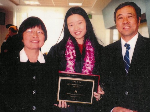 In 2002, Amy Hu Sunderland graduated with a 3.9 grade-point average from the University of Utah in finance.