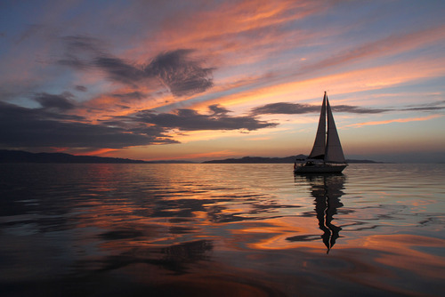 Francisco Kjolseth  |  The Salt Lake Tribune
A boat gently drifts on the Great Salt Lake in August of 2012, as the sun sets on another beautiful day on the water.