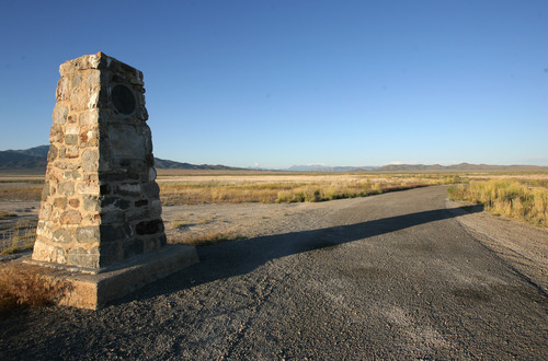 Rick Egan  | The Salt Lake Tribune 

Pony Express  Marker onThe Pony Express Road in Tooele County (between SR73 west of Fairfield, and SR36 near Faust.). Monday, June 17, 2013.