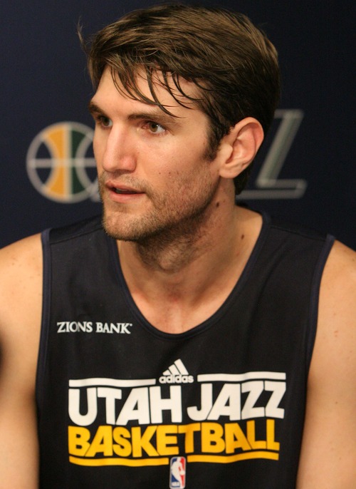 Leah Hogsten  |  The Salt Lake Tribune
Jeff Withey, a 7-0 center from Kansas talks about his  Wednesday, June 19, 2013 pre-draft work-out with the Jazz with several other college players at the Zions Bank Basketball Center.
