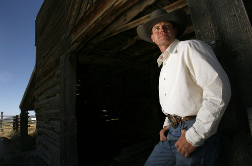 Francisco Kjolseth  |  The Salt Lake Tribune
Bull rider Shawn Proctor, 27, of Rush Valley has been riding big bull since he was 13 and was 7th in the National Finals Rodeo in 2008, which allowed him to buy his small ranch where he raises bucking bulls.